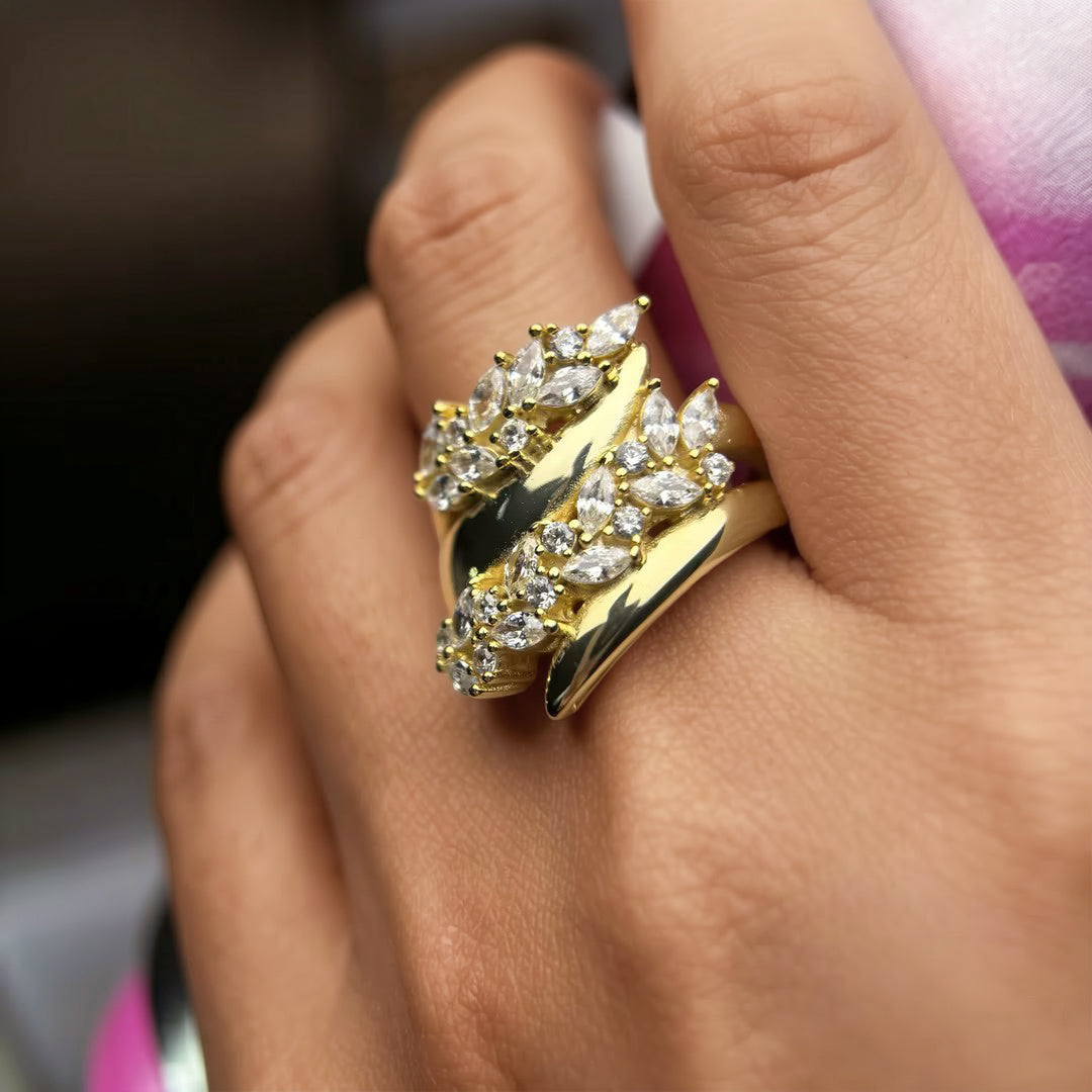 1.2ctw Marquise Cut Leaf Multi-Hoop Gemstone Ring -JOSHINY
