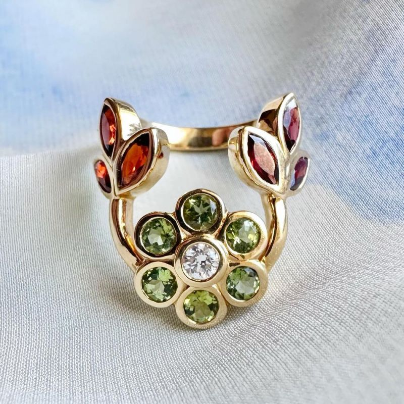 2.0ctw Vintage Flower Cocktail Ring -JOSHINY