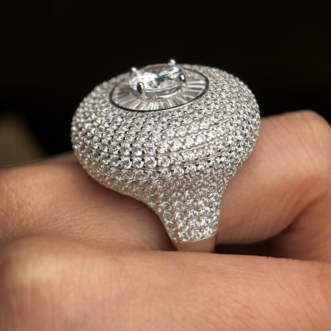 Luxury 8 ctw Round Cut White Gemstone Engagement Ring for Men and Women -JOSHINY