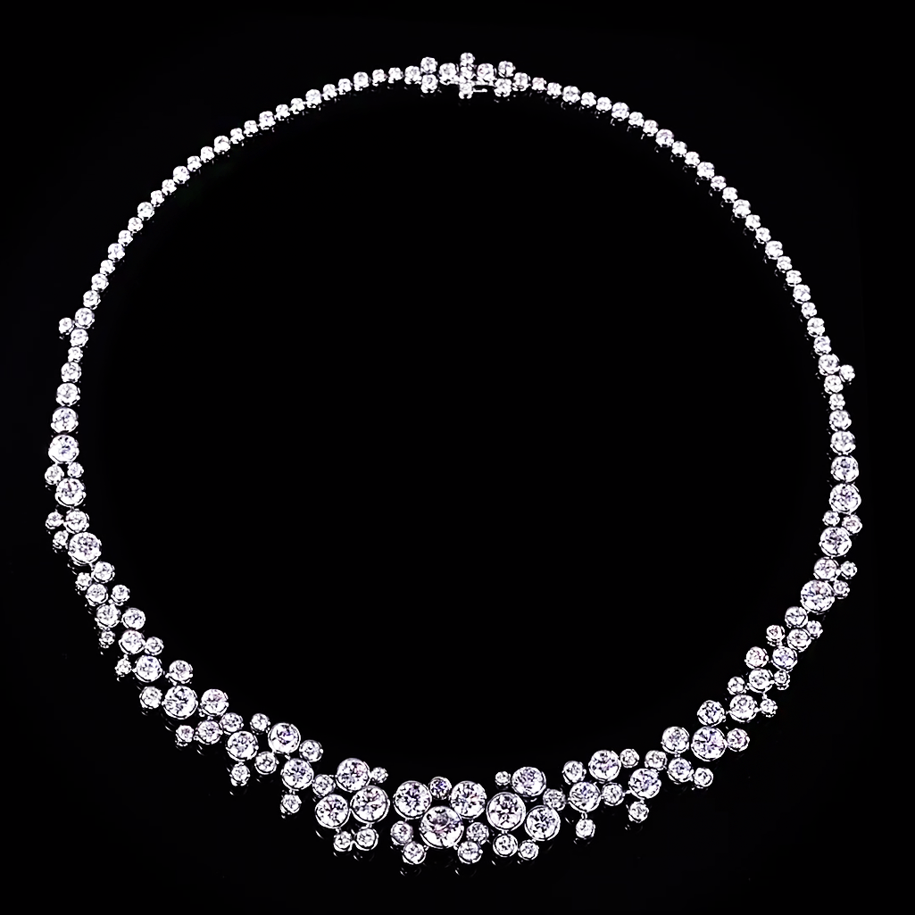 Gorgeous 20 ctw Round Cut White Gemstone Full Set Necklace -JOSHINY