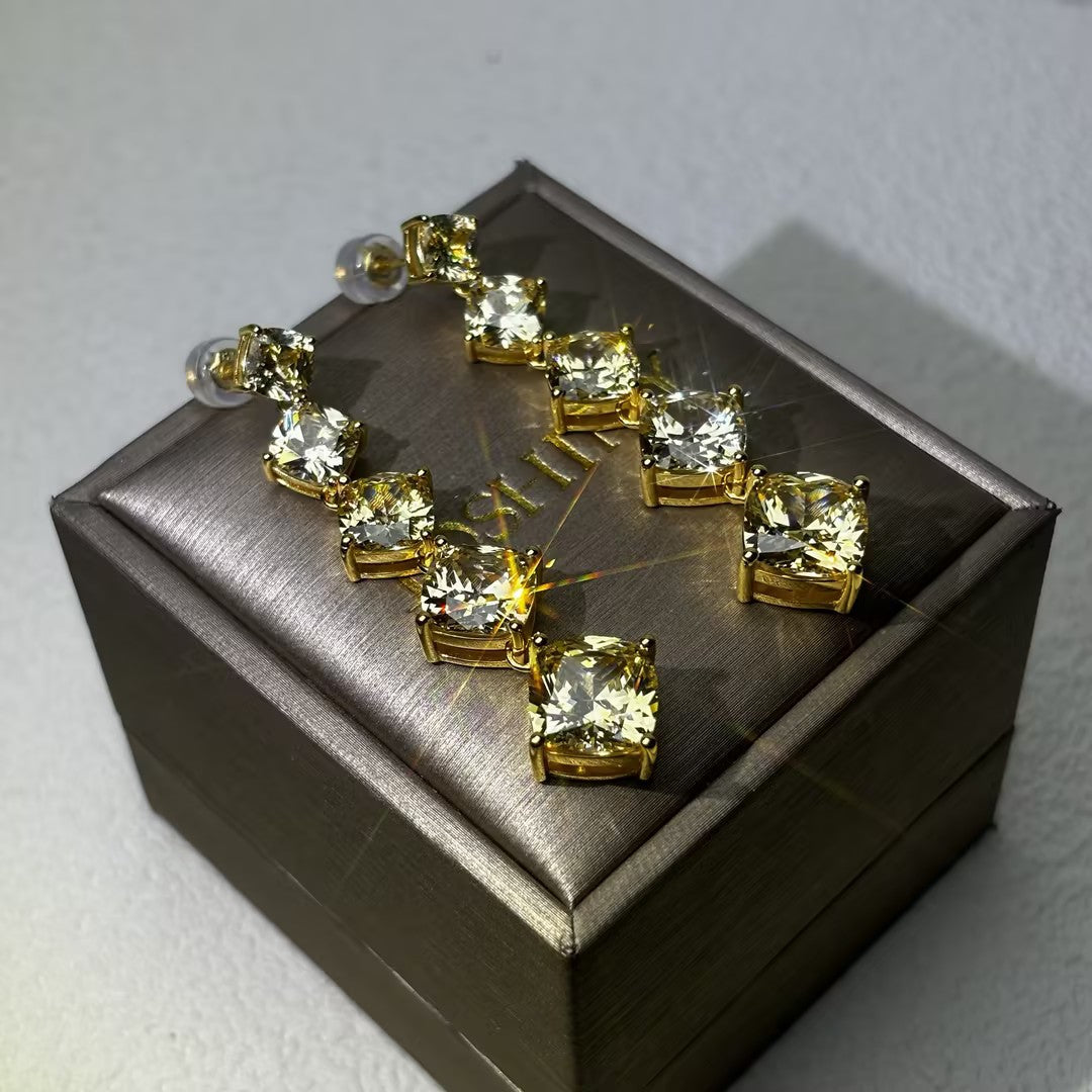 6Ctw Yellow Gemstone Teardrop Earrings-JOSHINY