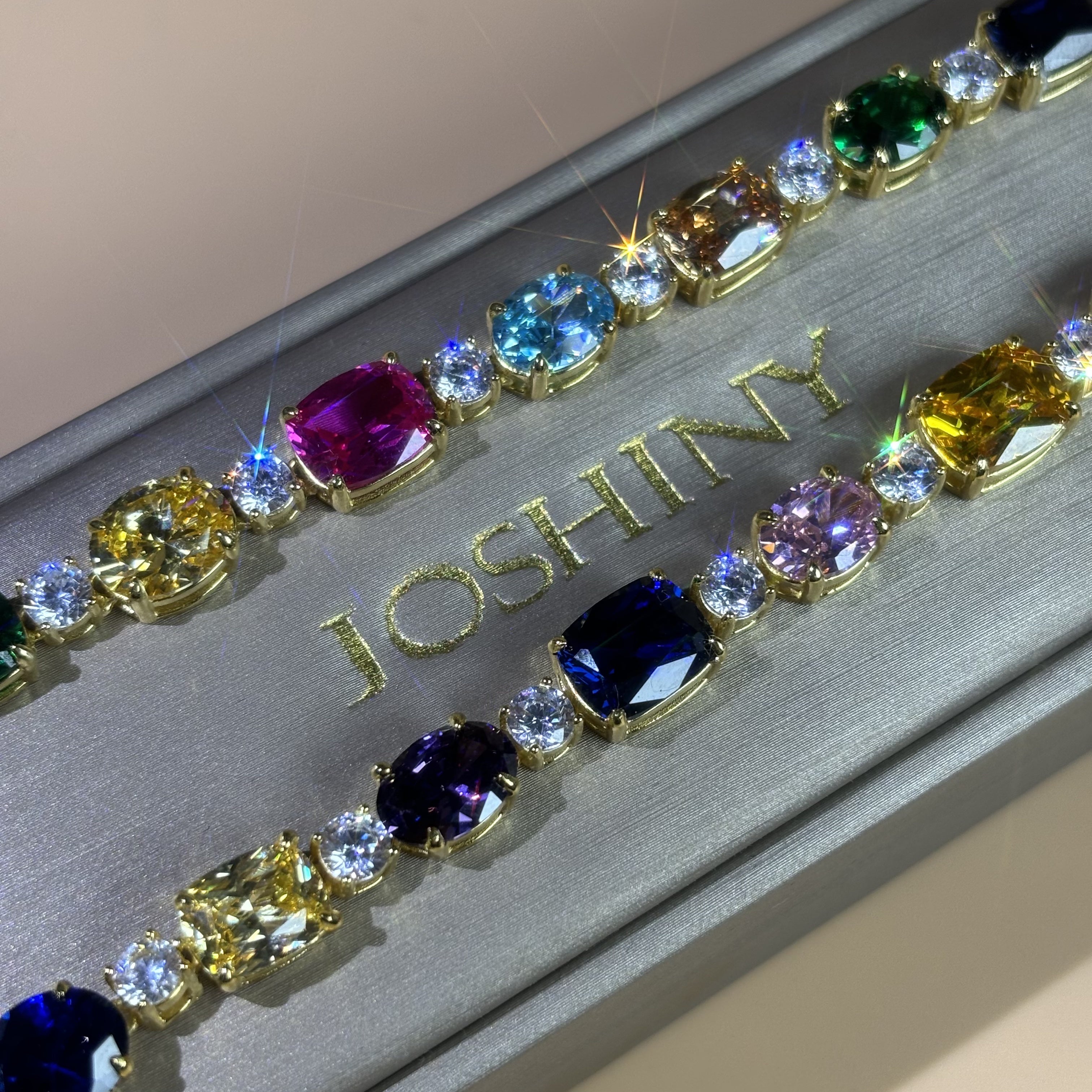 Cushion Oval Round Cut Multicolor Rainbow Necklace