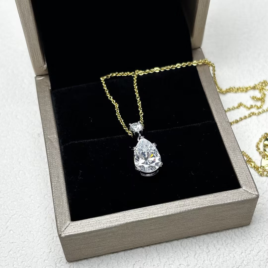 2.51Ctw Pear-shaped Round Double Gemstone Eternity Pendant Necklace-JOSHINY