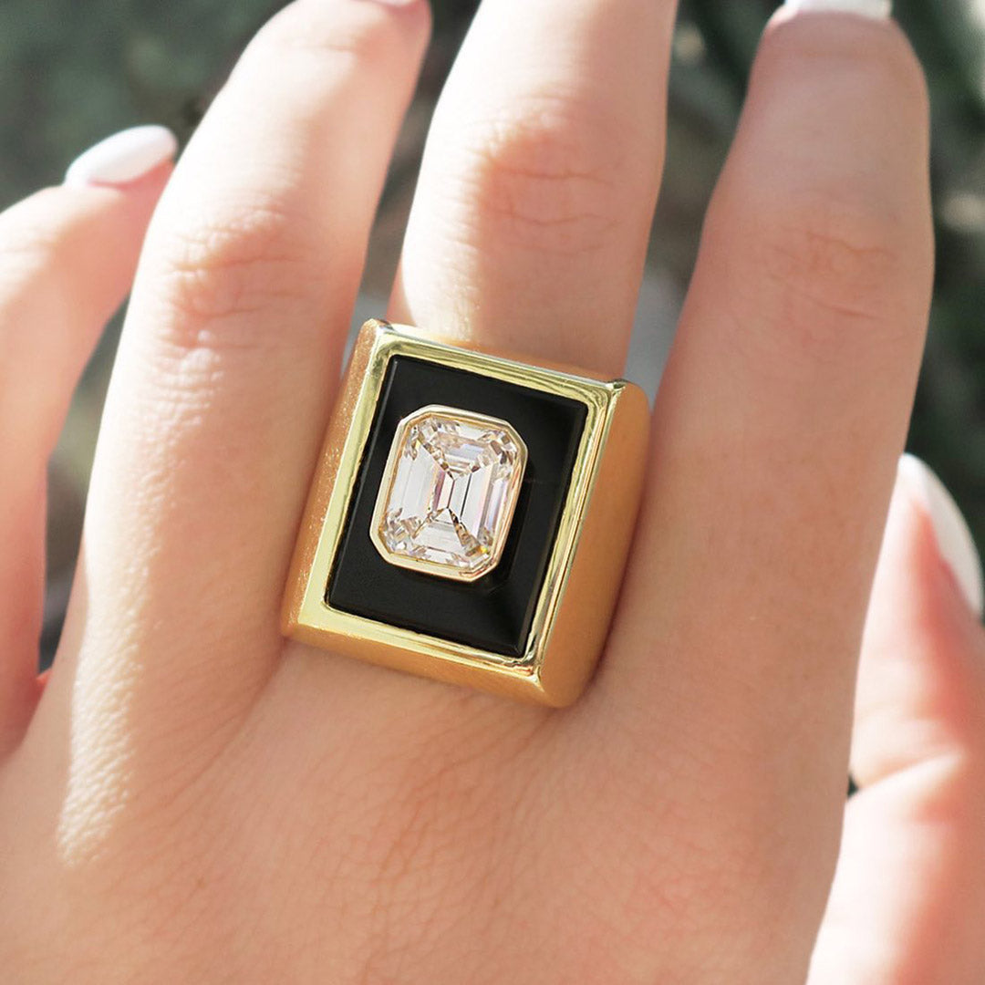 3.23ct Emerald Cut Vintage Ring -JOSHINY