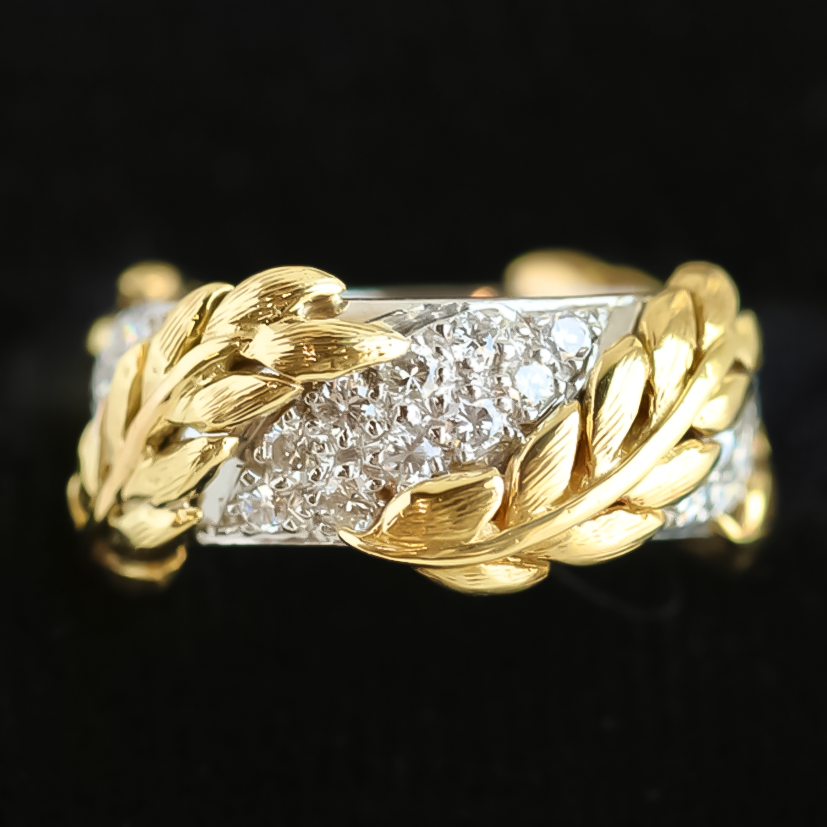 Exquisite 2 ctw Round Cut White Gemstone Laurel Branch Pavé Ring -JOSHINY