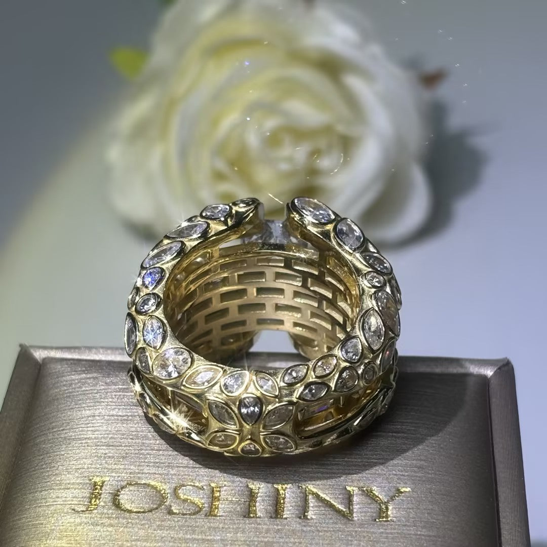 Mixed-cut Art Deco ring-JOSHINY