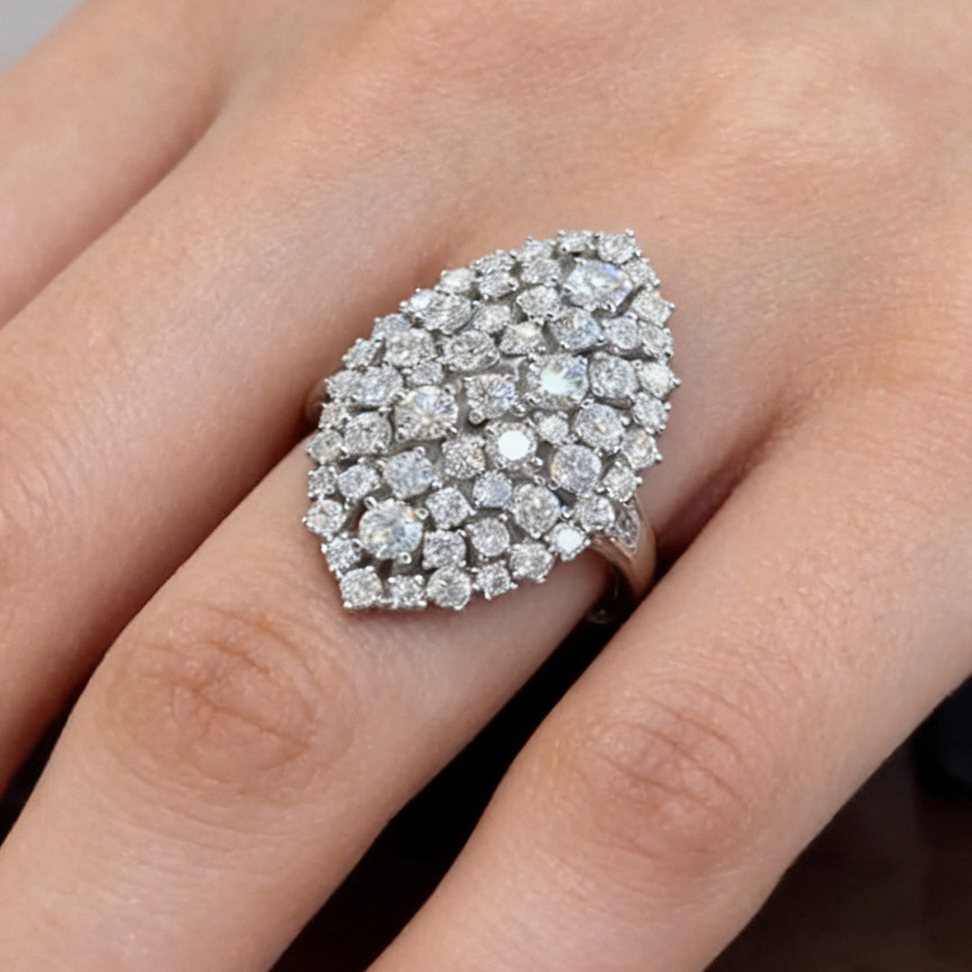 5.0ctw Diamond Cluster Cocktail Party Ring -JOSHINY