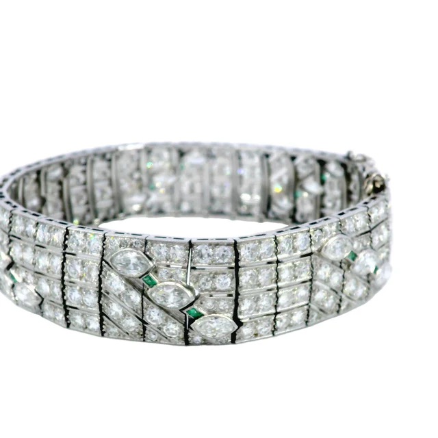 16.87ctw Marquise and Round Cut Art Deco Straight Line Bracelet-JOSHINY