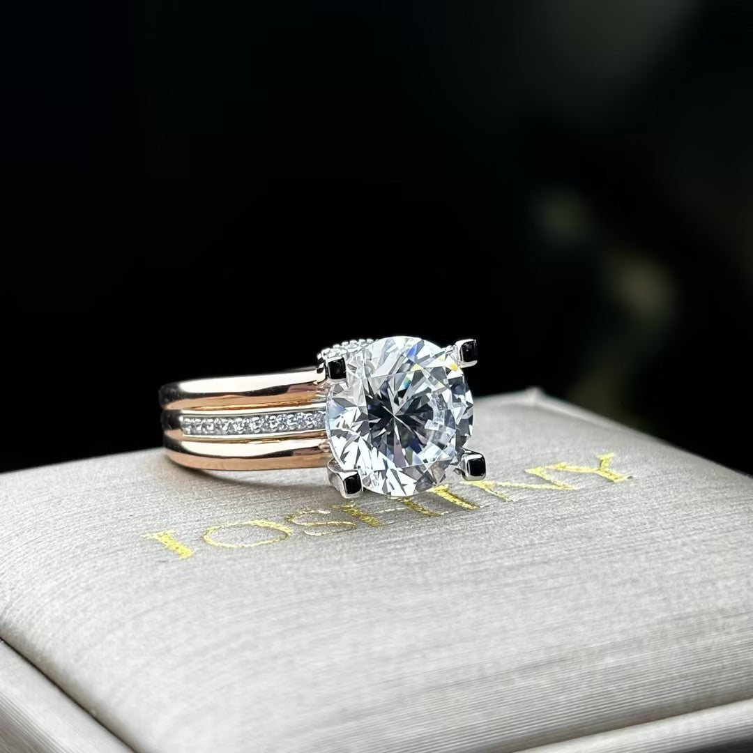 Noble 9 ctw Round Cut White Gemstone Engagement Ring -JOSHINY