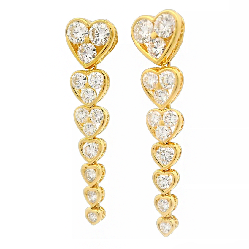 Exquisite 1 ctw Round Cut Heart Tassel Earrings -JOSHINY