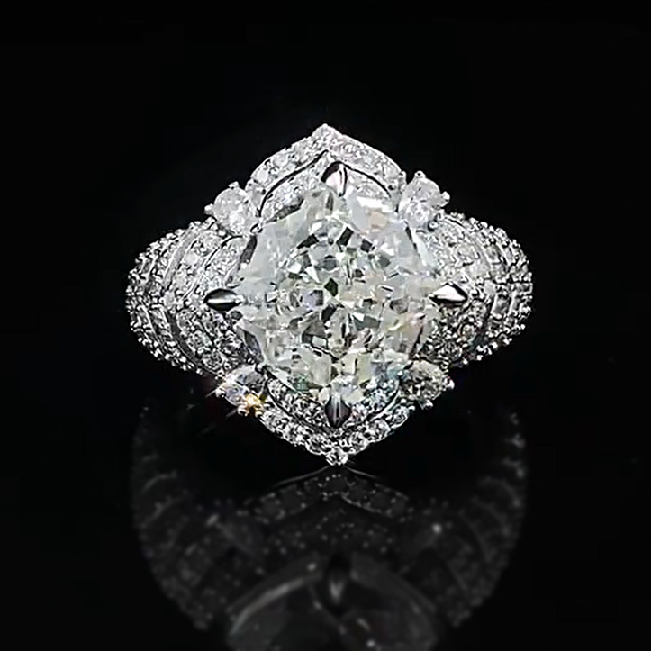 Gorgeous 8 ctw Cushion Cut White Gemstone Engagement Ring -JOSHINY