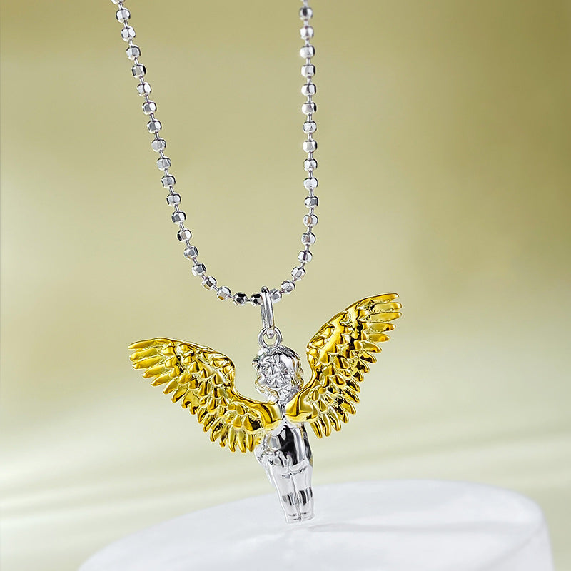 Eros Cherub Wings Vintage Necklace -JOSHINY