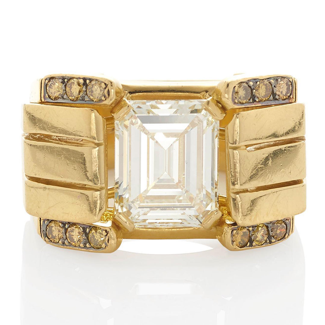 4.18ctw Emerald Cut Gold Ring -JOSHINY