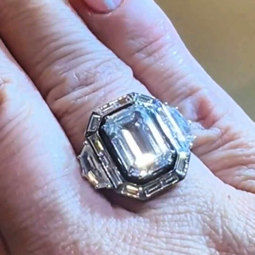 7.05ctw Beautiful Emerald Cut Engagement Ring -JOSHINY