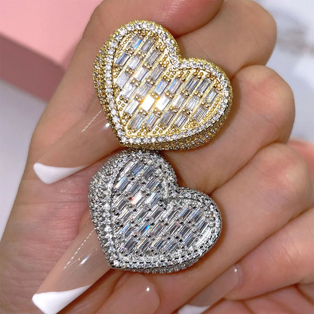 4ct Baguette Cut Pave Set Luxury Hip Hop Heart Gemstone Ring -JOSHINY