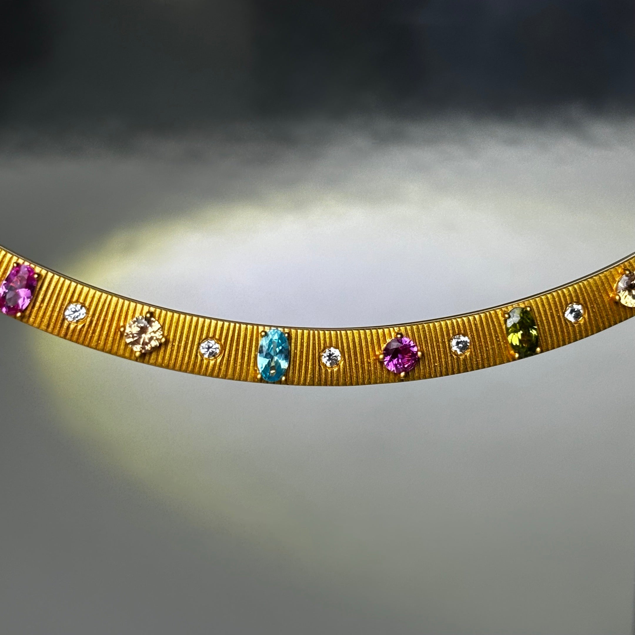 7Ctw Multi-color Gemstone Necklace-JOSHINY