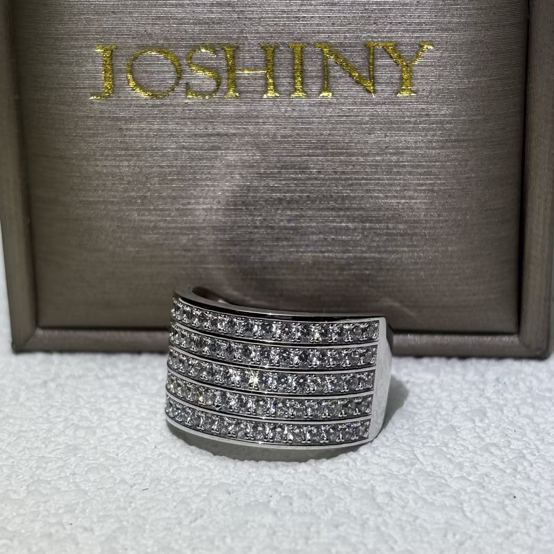 3 Ctw Round Cut White Cubic Zirconia 925 Sterling Silver wide band-JOSHINY-JOSHINY