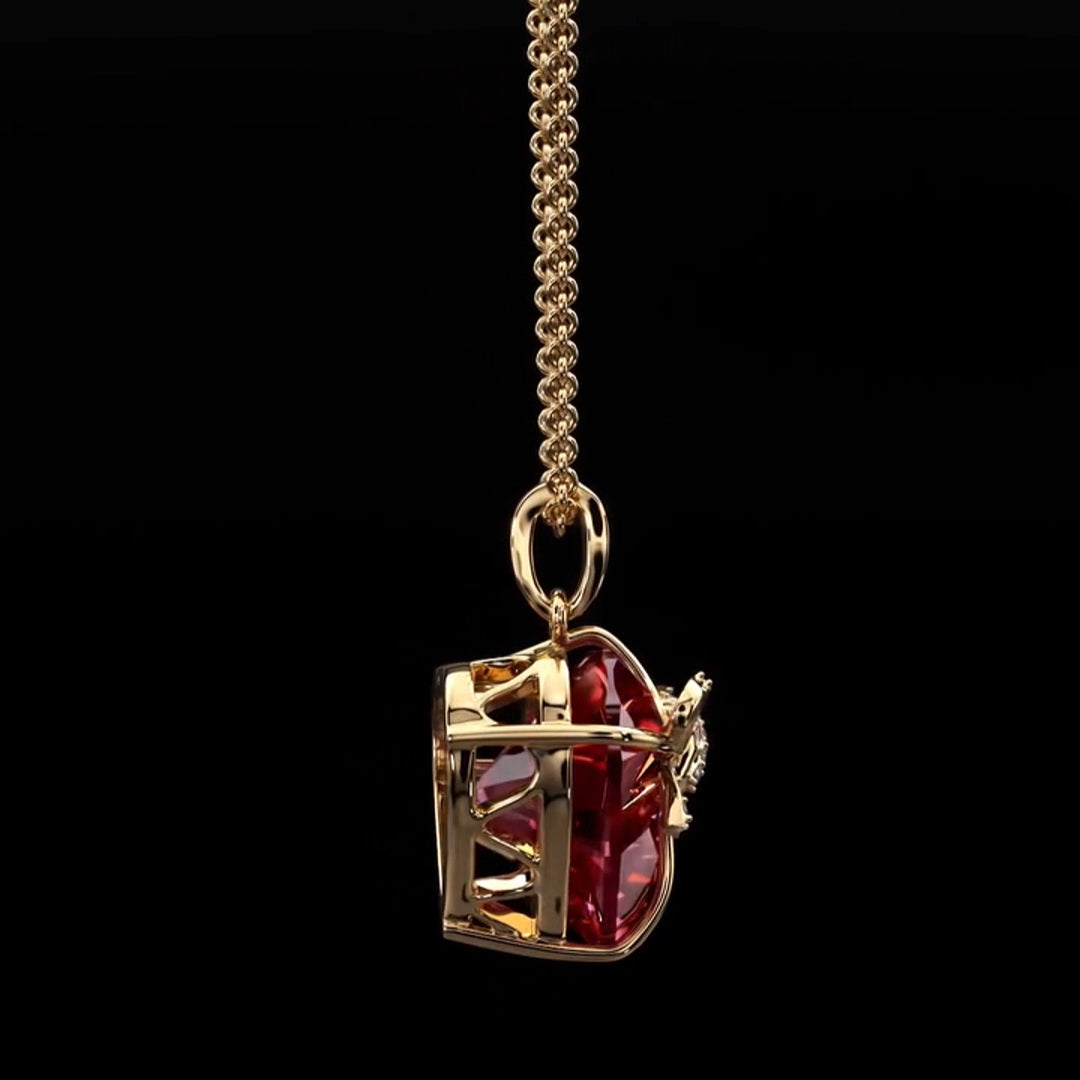 5ct Heart Ruby Charm Necklace-JOSHINY