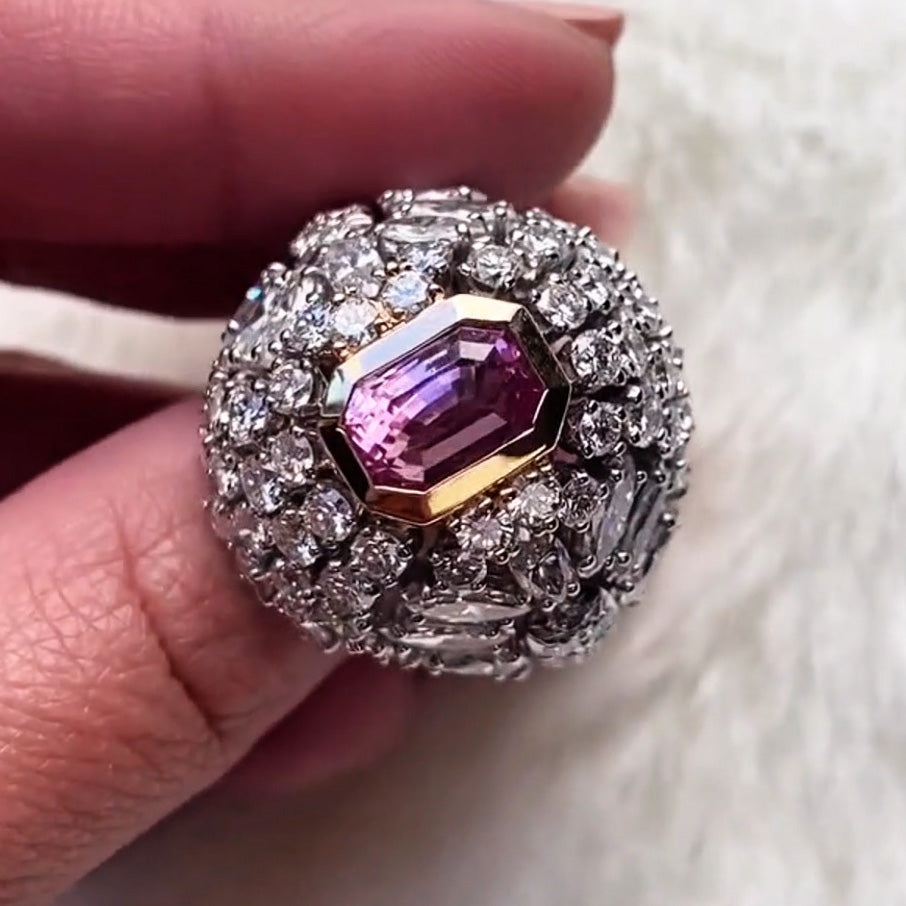 9ctw Octagon Cut Purple Gemstone Cocktail Ring -JOSHINY