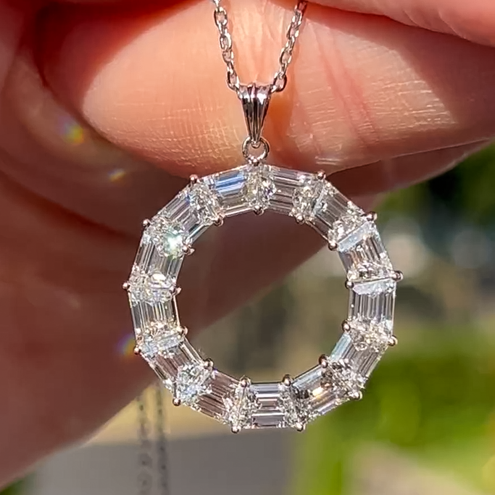 Exquisite 1.5 ctw Trapezoidal Cut White Gemstone Donut Necklace -JOSHINY