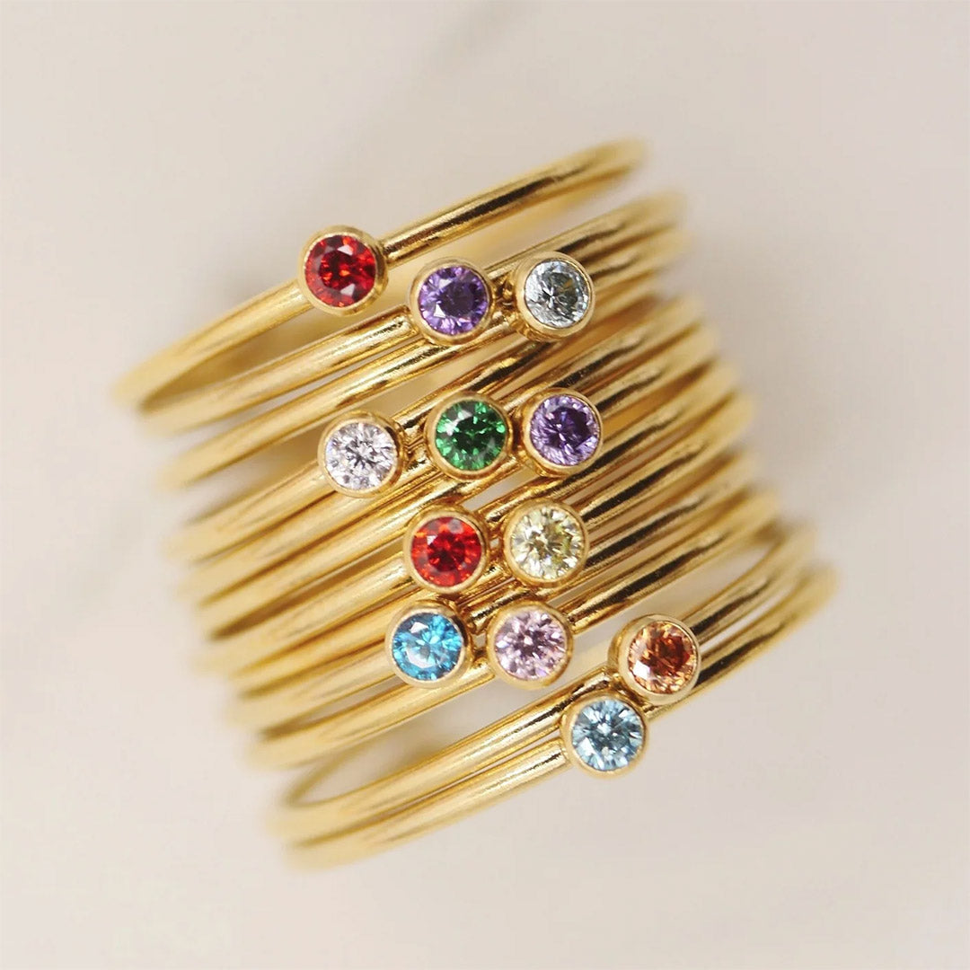 【Buy One Get One Free】1.0ct Round Cut Minimalist Birthstone Stacking Ring -JOSHINY