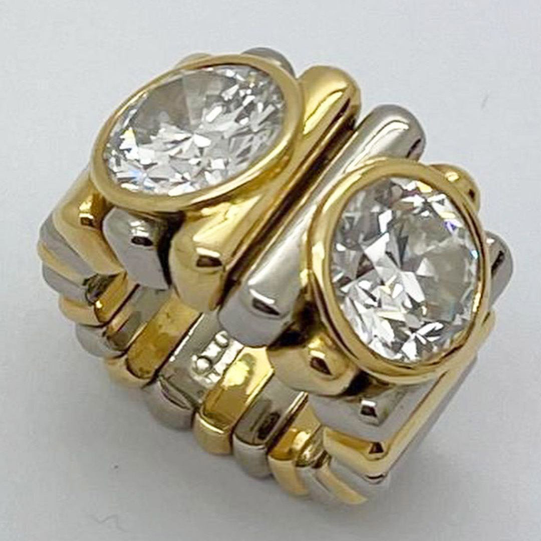 8ctw Round Cut Bicolour Threaded Ring -JOSHINY