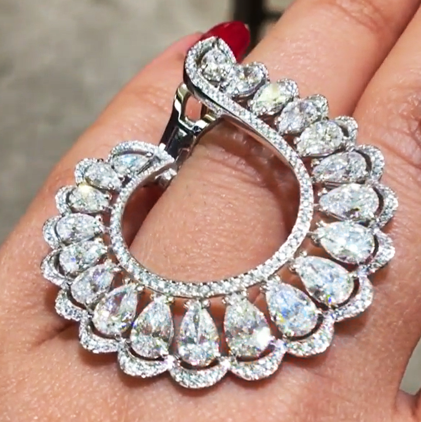 Gorgeous 10 ctw Pear Cut White Gemstone Earrings -JOSHINY