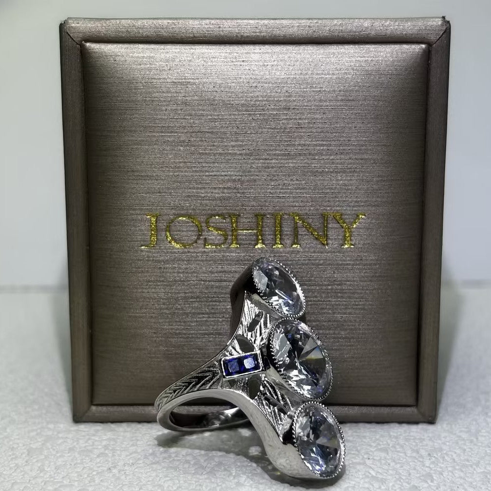 5.17 CTW Round Cut White Cubic Zirconia 925 Sterling Silver Vintage Engagement Ring -JOSHINY