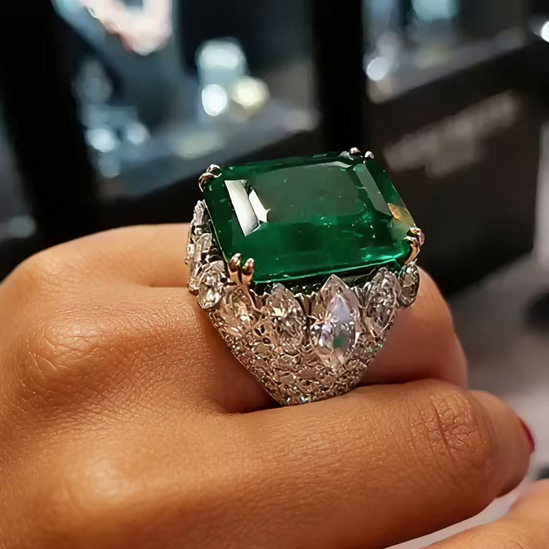 16ct Spectacularly Captivating Emerald Gemstone Ring -JOSHINY