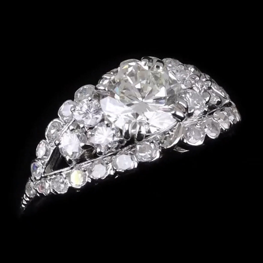 2.27ctw Round Cut Vintage Style Gemstone Cluster Ring-JOSHINY