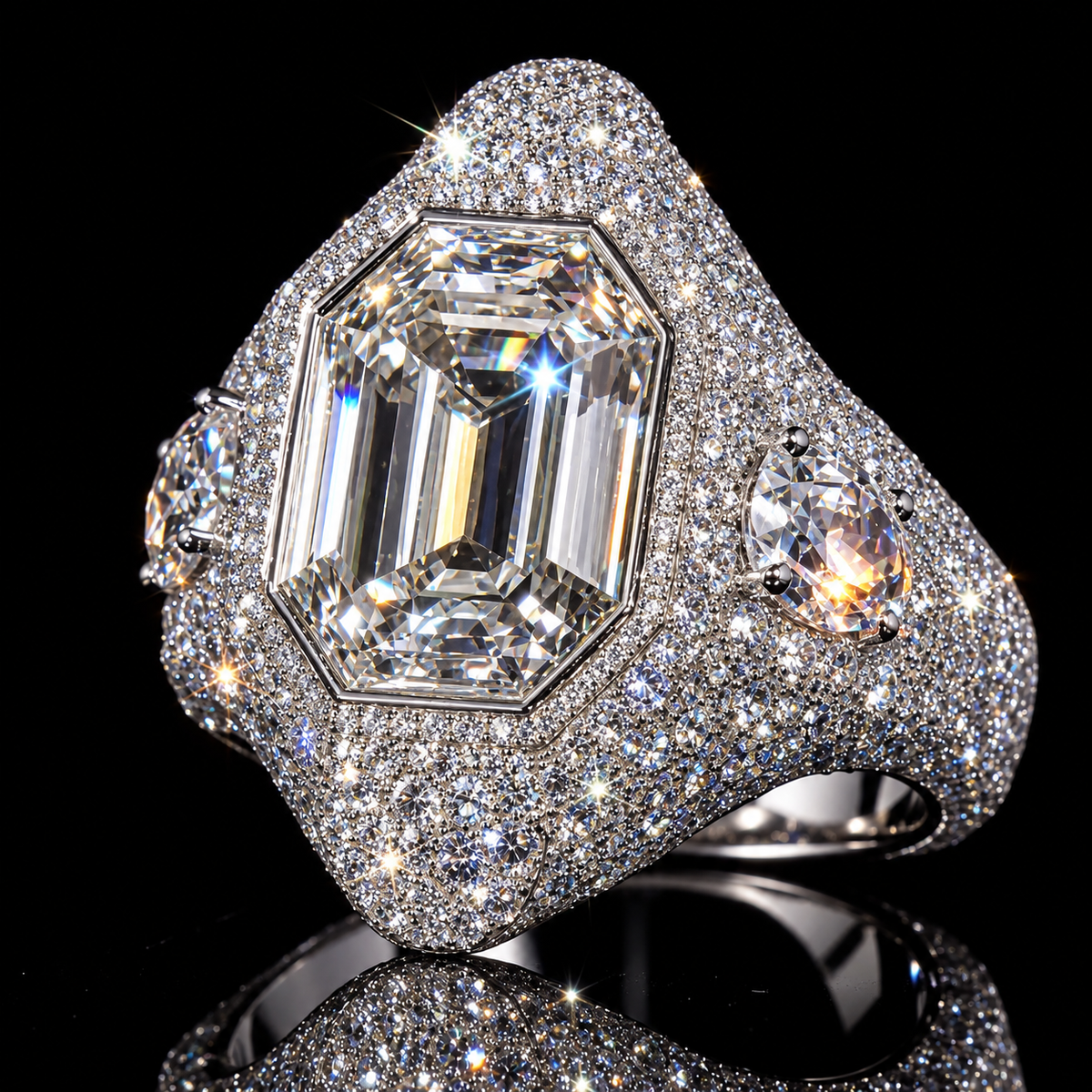 8CTW Octagon Cut White Moissanite Fashion 925 Silver Engagement Ring-joshiny
