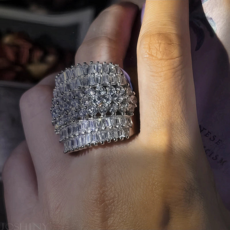 8.0ctw Baguette and Round Cut Gorgeous Gemstone Ring-JOSHINY