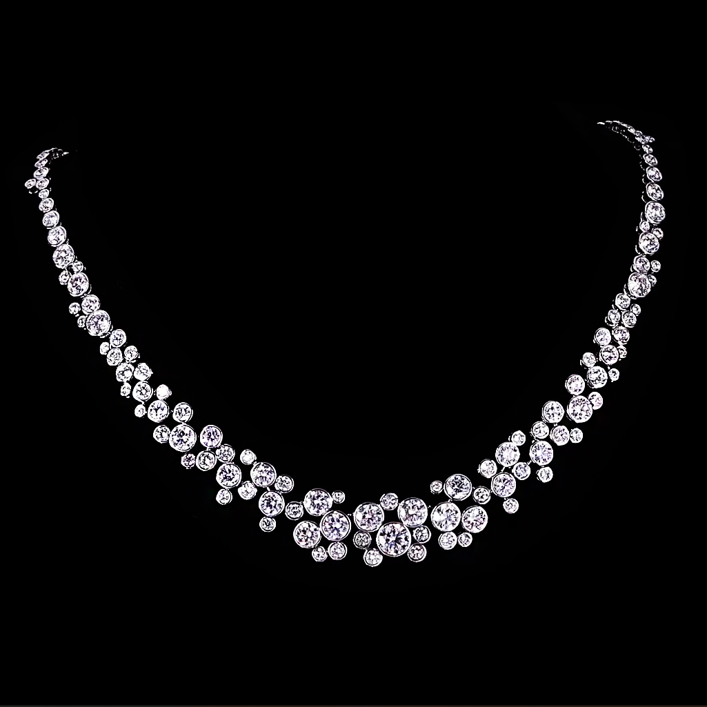 Gorgeous 20 ctw Round Cut White Gemstone Full Set Necklace -JOSHINY