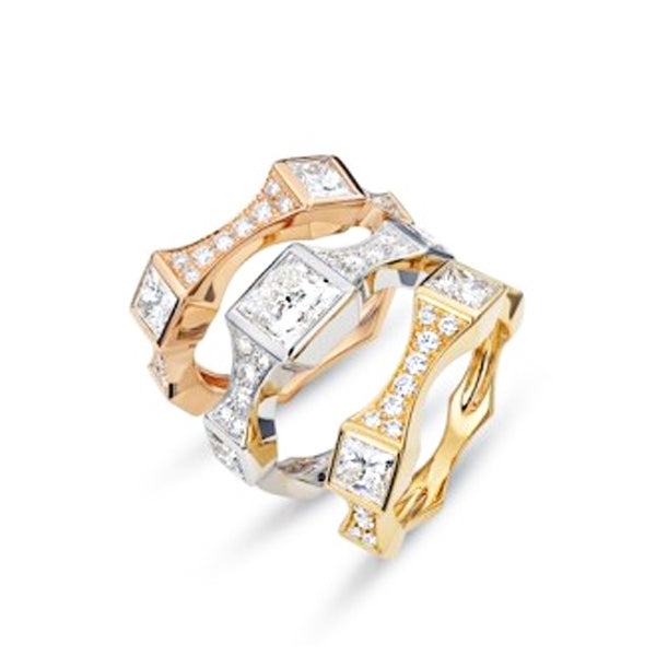 5.9ctw Princess Cut Troika Gemstone Set Ring -JOSHINY