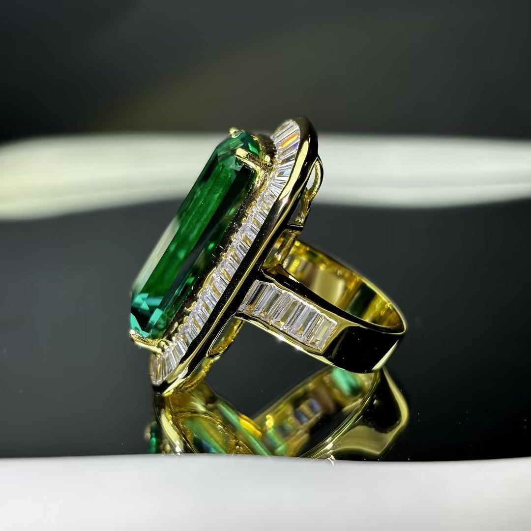 15.33Ctw Brilliant Emerald Baguette Luxury Ring-JOSHINY
