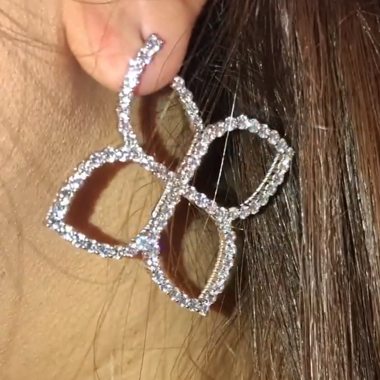 Stylish 3 ctw Round Cut White Gemstone Princess flower Earrings -JOSHINY