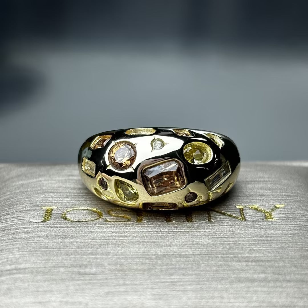 2.0Ctw Multicolored Spherical Cabochon Gemstone Ring-JOSHINY