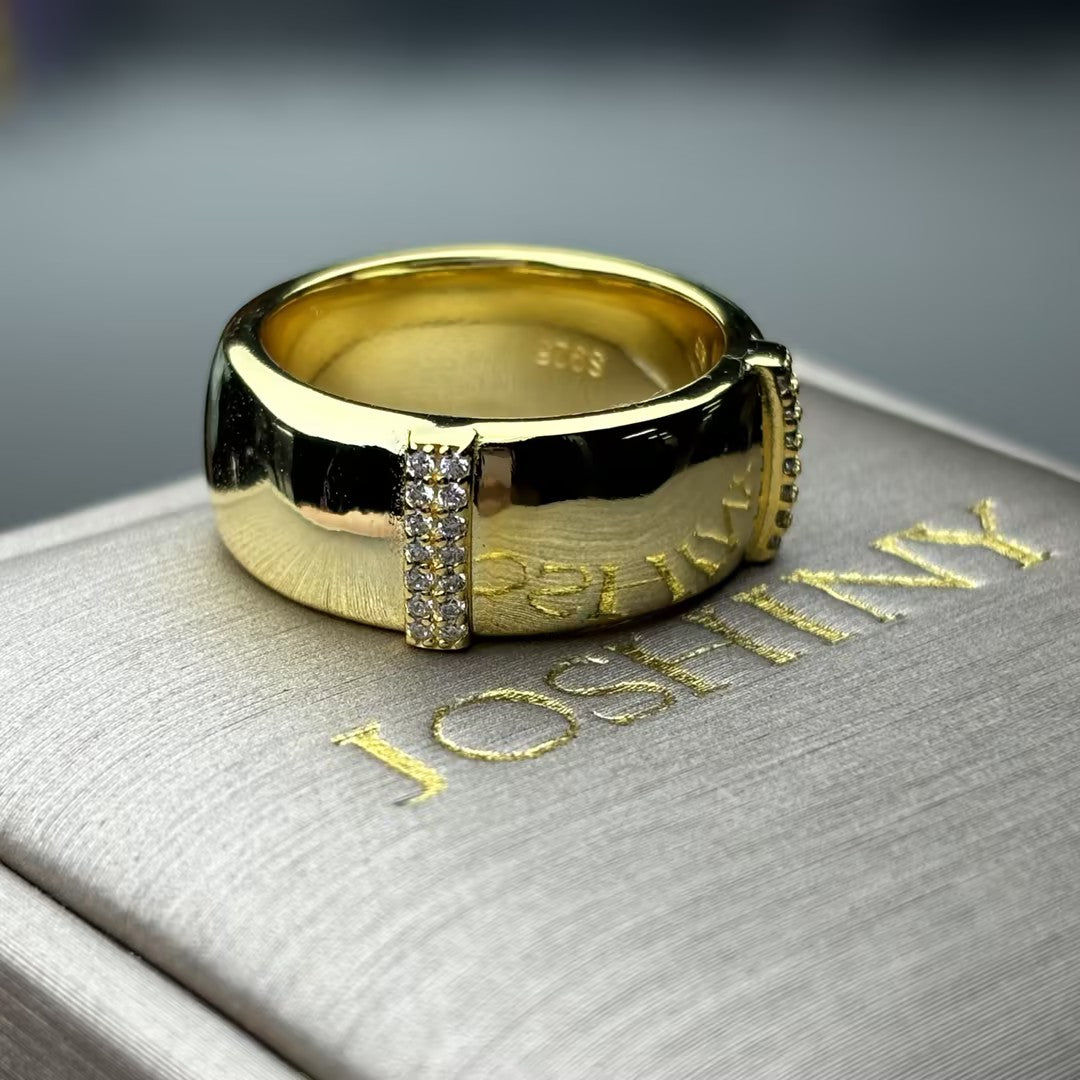0.5Ctw Wide Band Gemstone Ring with Sparkling Star Halo-JOSHINY