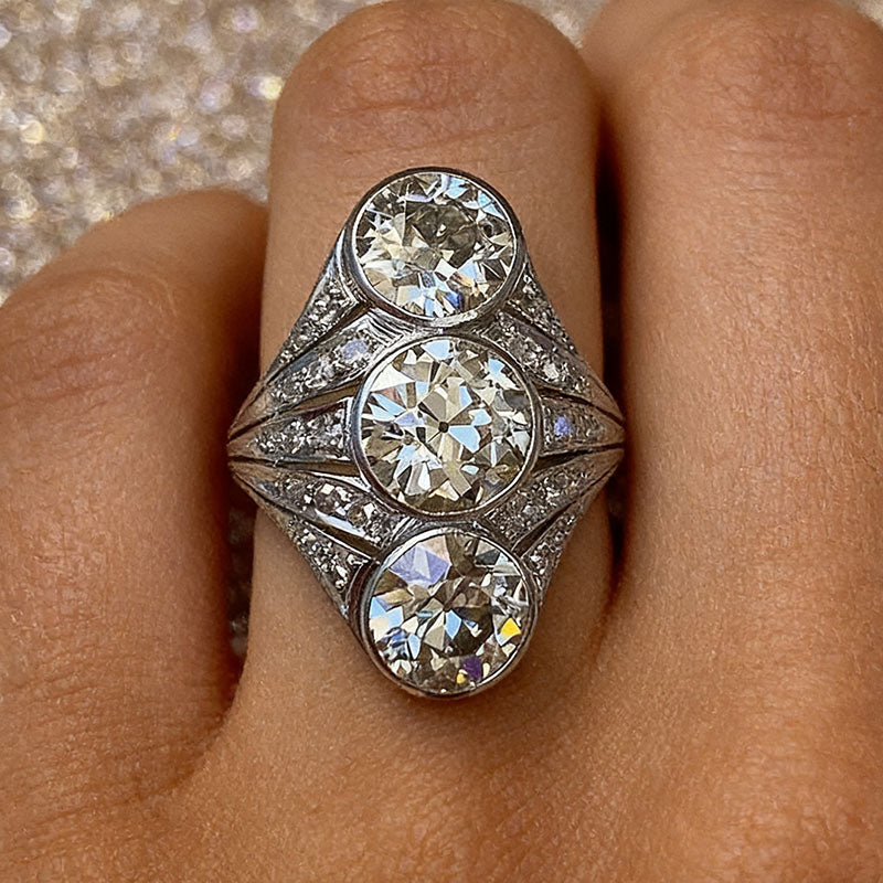 Vintage Split-Look Women's Diamond Skeleton Engagement Ring -JOSHINY