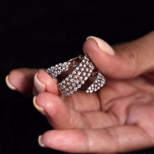 Delicate 2 ctw Round Cut White Gemstone Ribbon Cluster Ring -JOSHINY