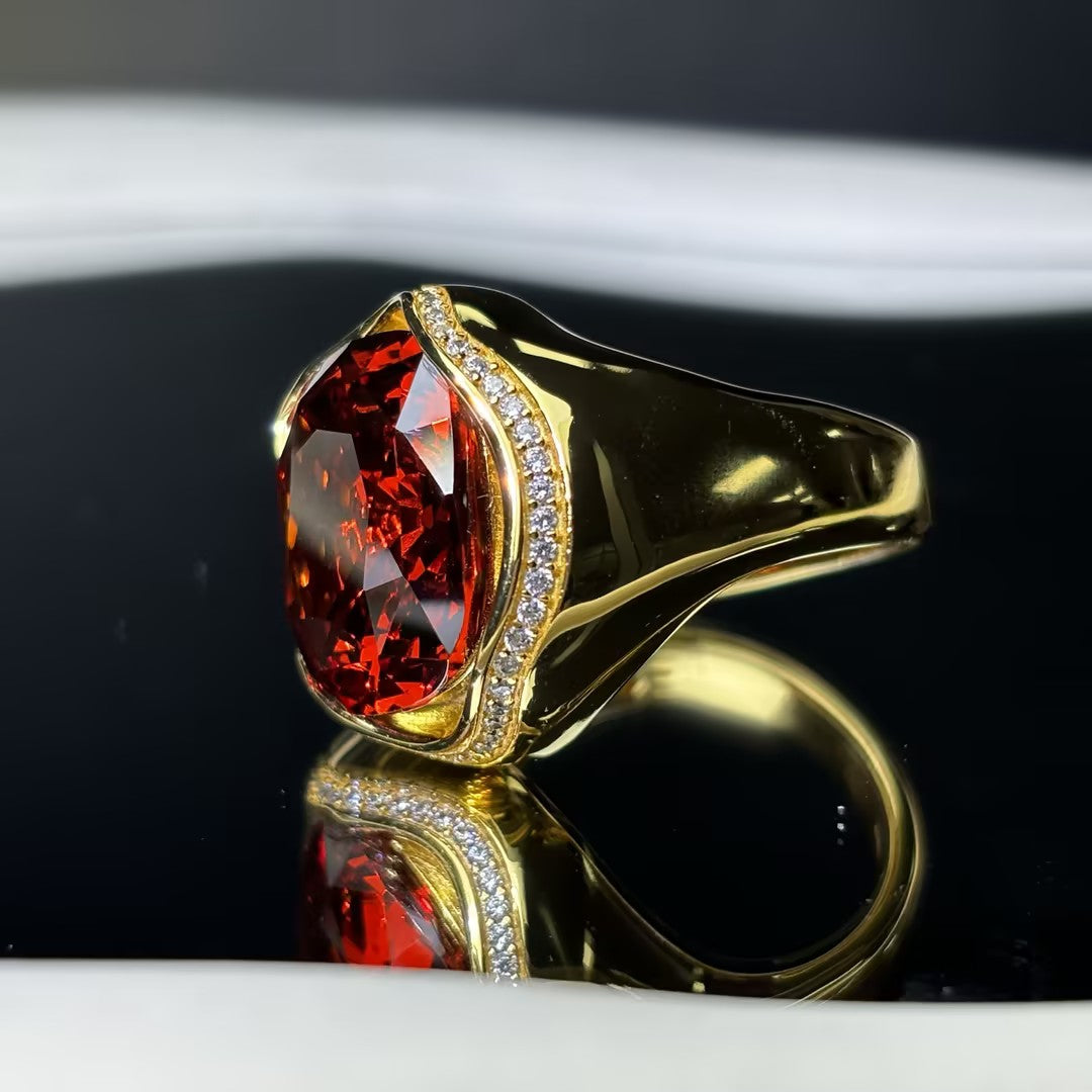 6 Ctw Cushion Cut Red Cubic Zirconia 925 Sterling Silver Ring-JOSHINY
