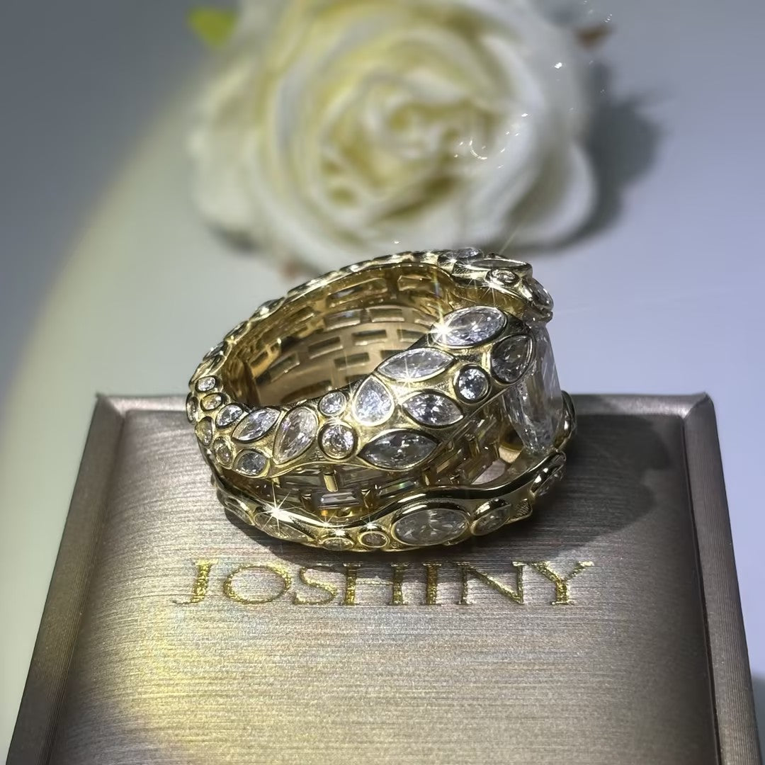 Mixed-cut Art Deco ring-JOSHINY