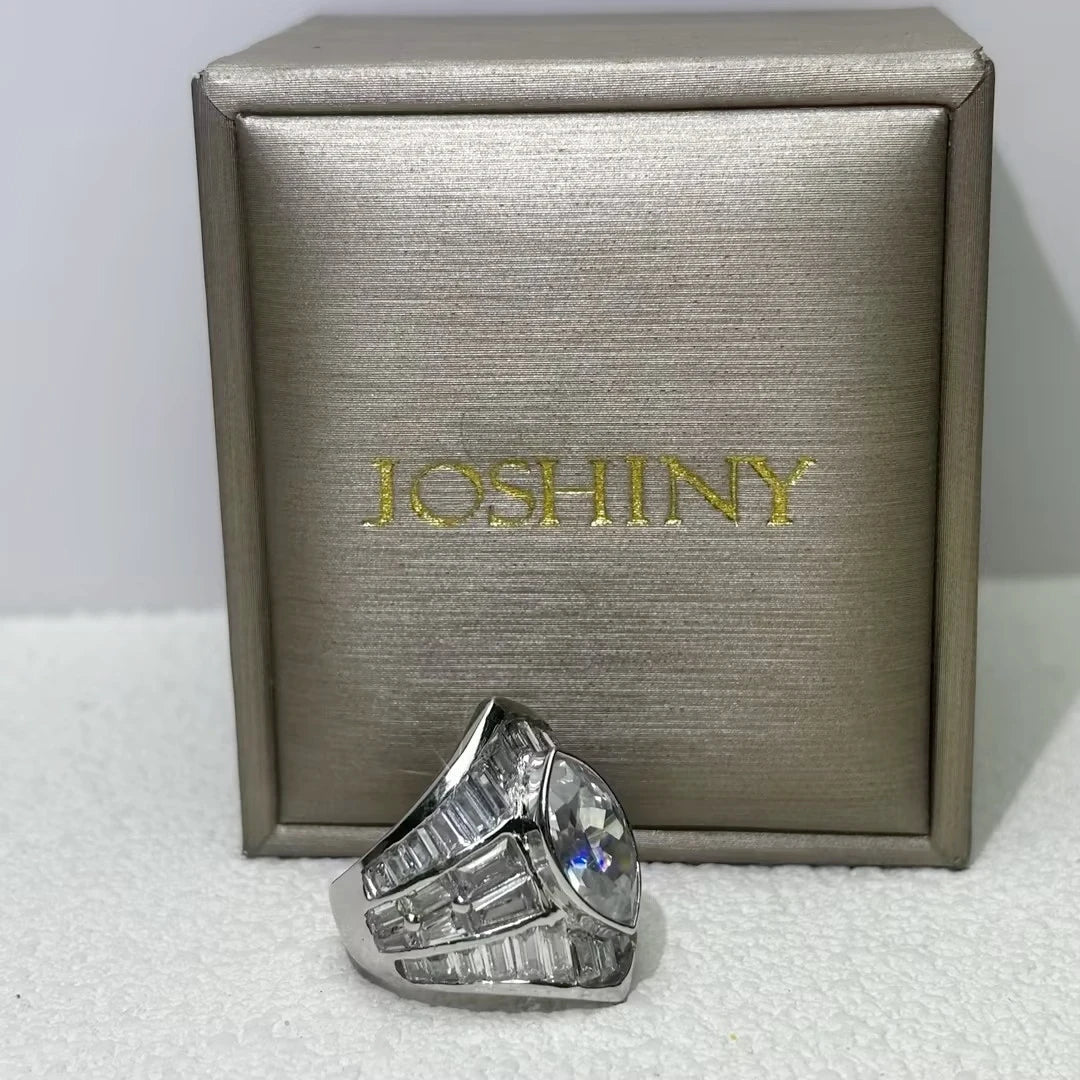 7 ctw Marquise Cut White Cubic Zirconia 925 Sterling Silver Engagement Ring-JOSHINY
