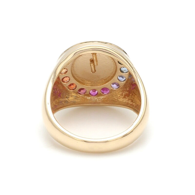 0.8ctw Rainbow Gemstone Letter Stamp Ring -JOSHINY