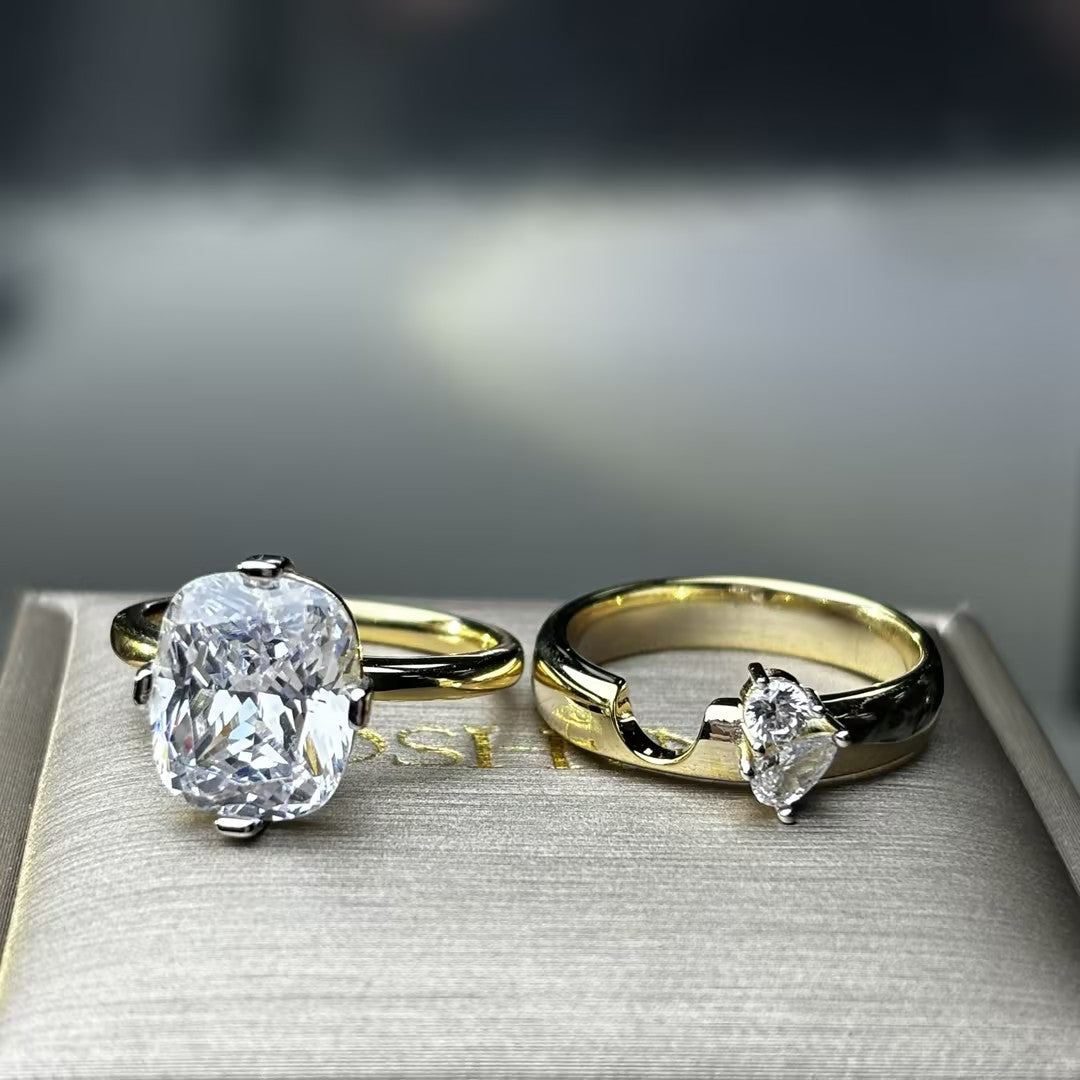3.0Ctw Rectangular Cushion-Shaped Stacked Engagement Ring-JOSHINY