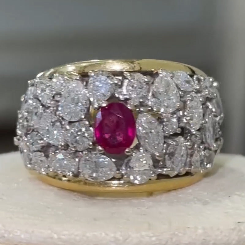 3.7ctw Oval Cut Ruby Engagement Ring-JOSHINY