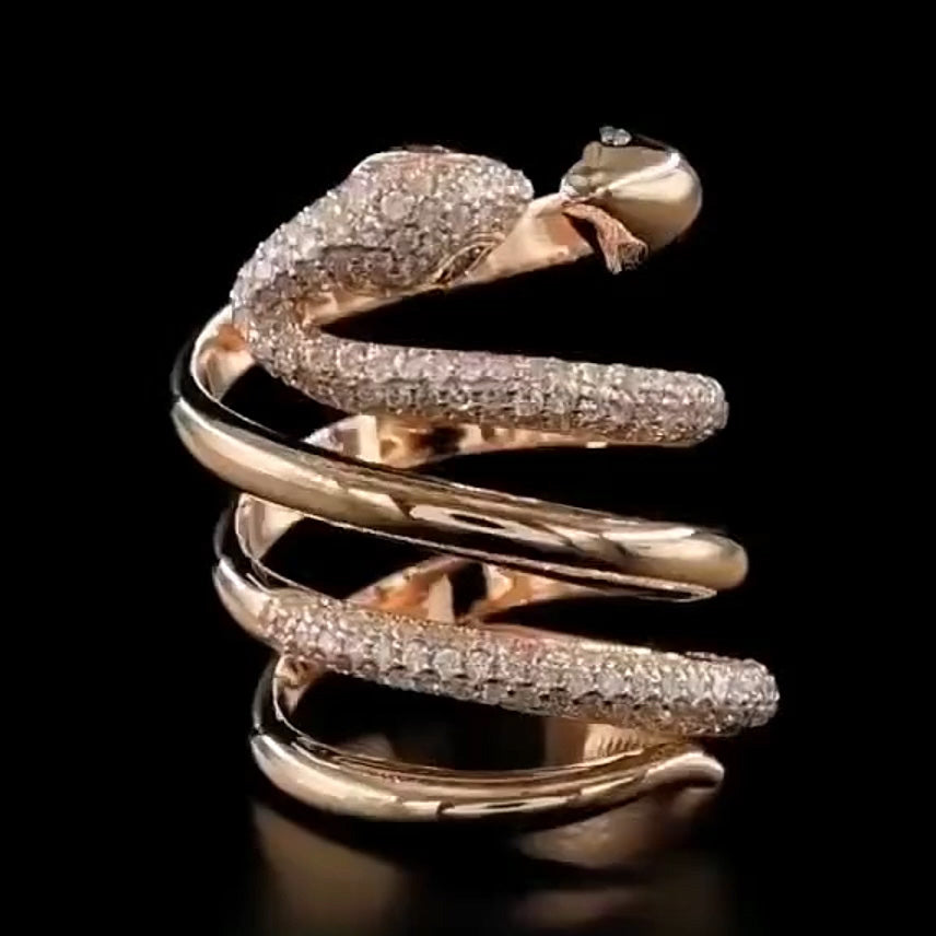 1.5ctw Round Cut Double Serpent Intertwined Ring -JOSHINY