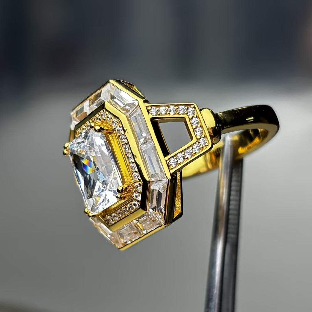 5 CTW Cushion Cut White Cubic Zirconia 925 Sterling Silver Ring -JOSHINY