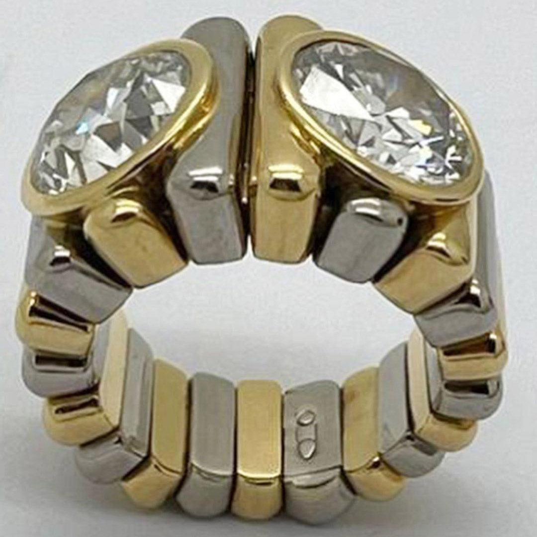 8ctw Round Cut Bicolour Threaded Ring -JOSHINY