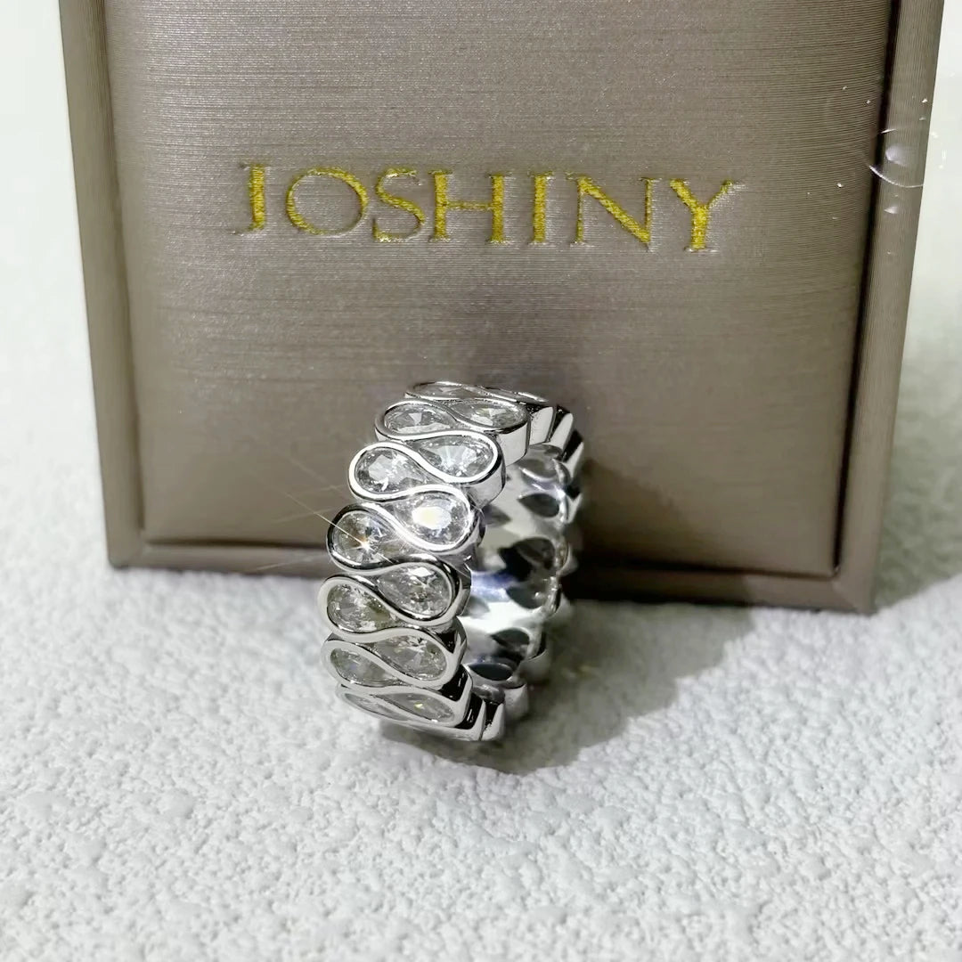 3 CTW Pear Cut Multi-colour Cubic Zirconia Vintage 925 Sterling Silver Ring-JOSHINY